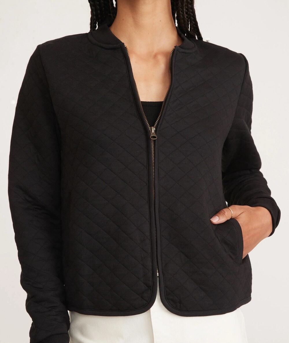 Marine Layer Corbet Quilted Black Bomber Zipper Jacket Small